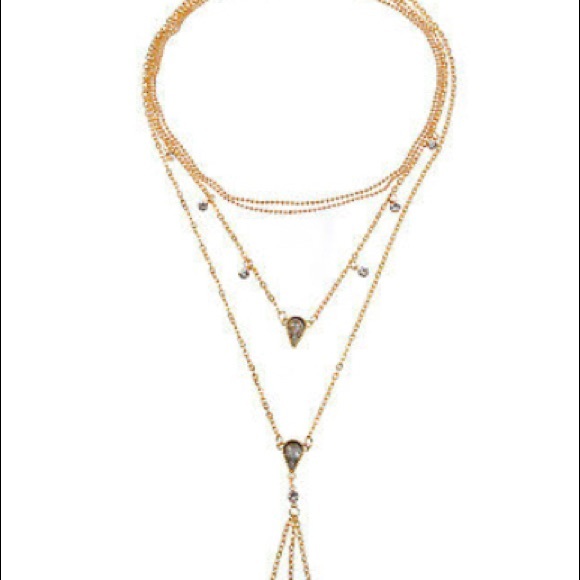 Crystal Teardrop Layered Necklace - Picture 5 of 6